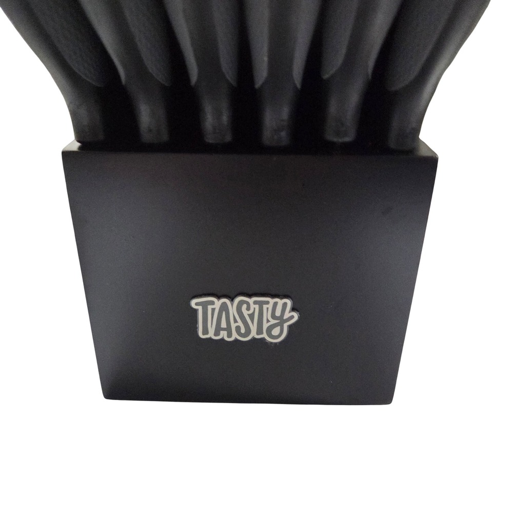 Tasty 11 Piece Knife Block Set Multi Color Soft Grip Handles Black Storage Block - Picture 2 of 6